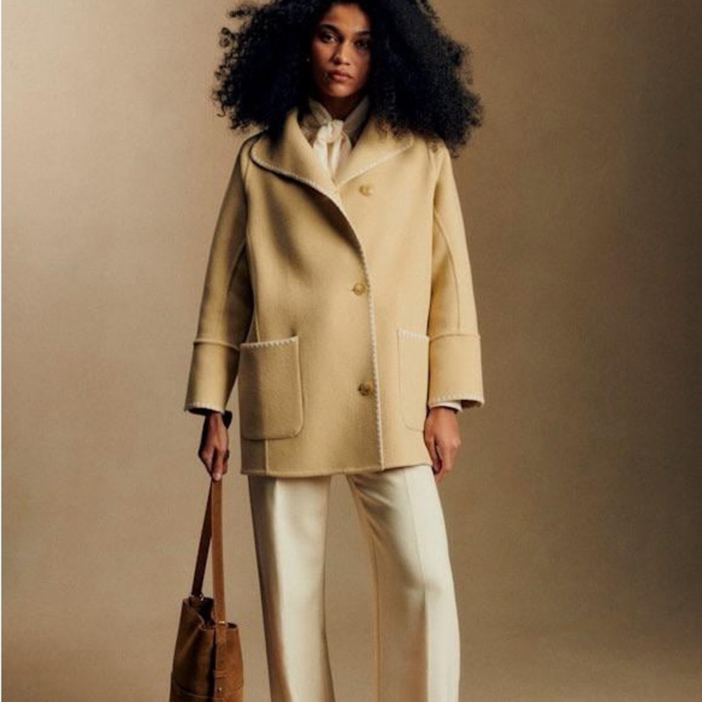 Sezane Rafael 100% Wool Coat in Mustard NWT